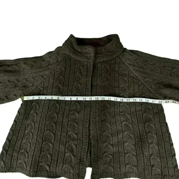 Sara Campbell Brown Cable Knit Wool Blend Cardigan Size Large - Picture 8 of 10